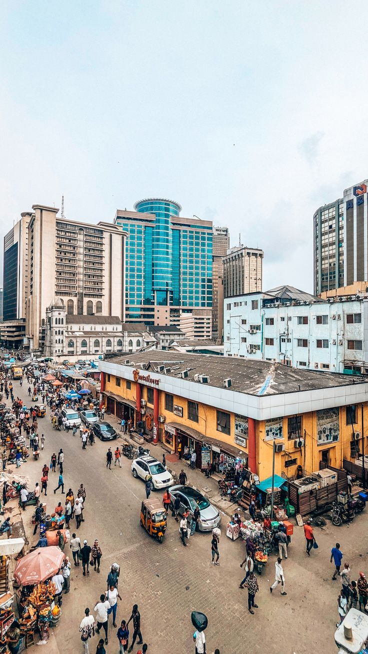 Busy Nigerian city transportation scene